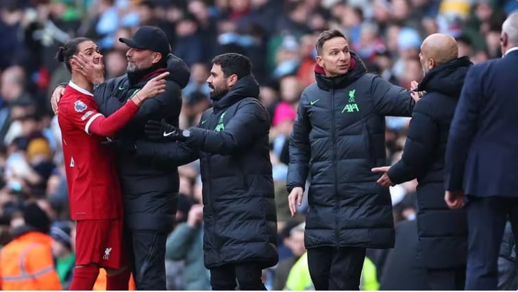 Pep Guardiola, Darwin Núñez, Jurgen Klopp