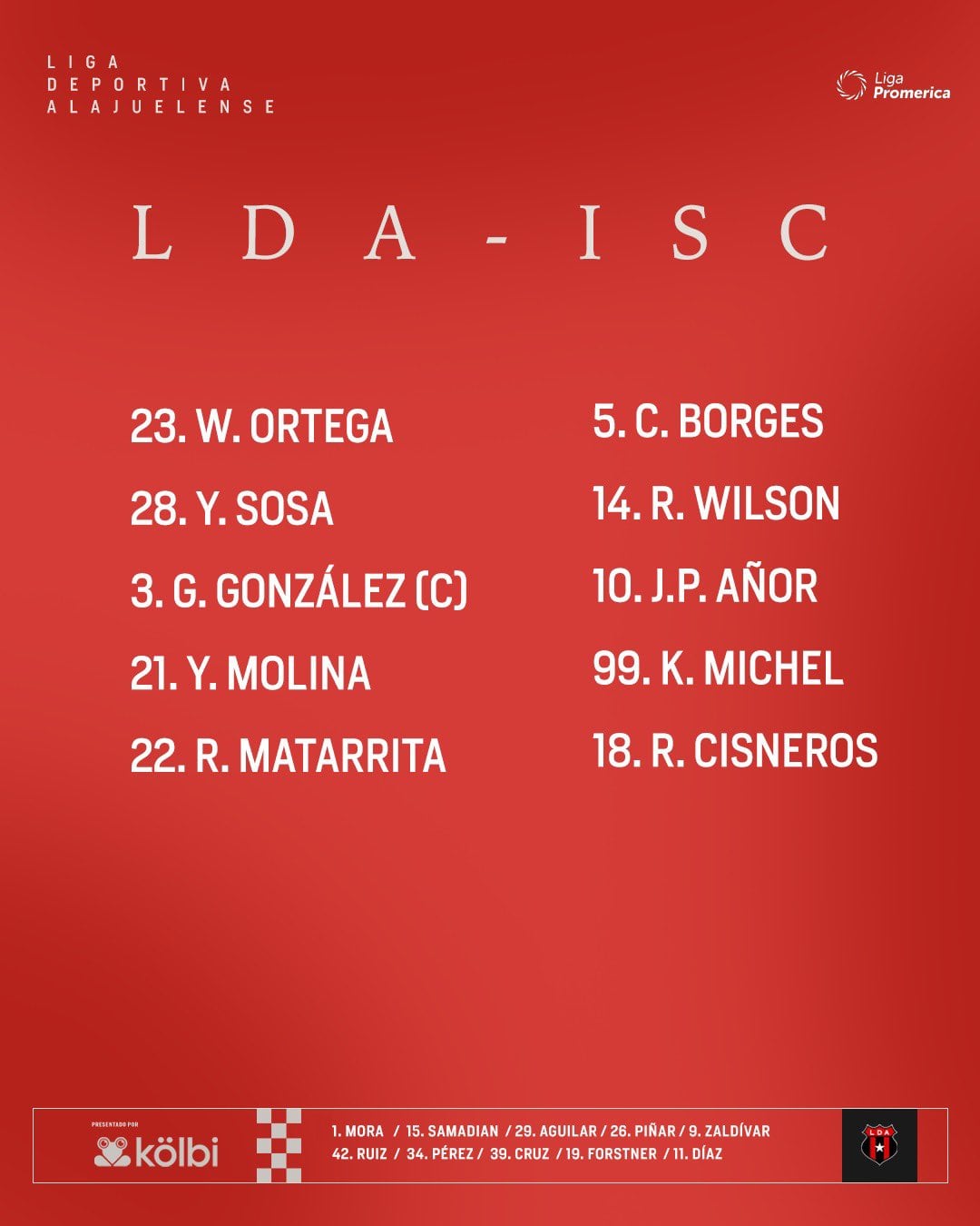 Alineación Alajuelense vs Inter San Carlos