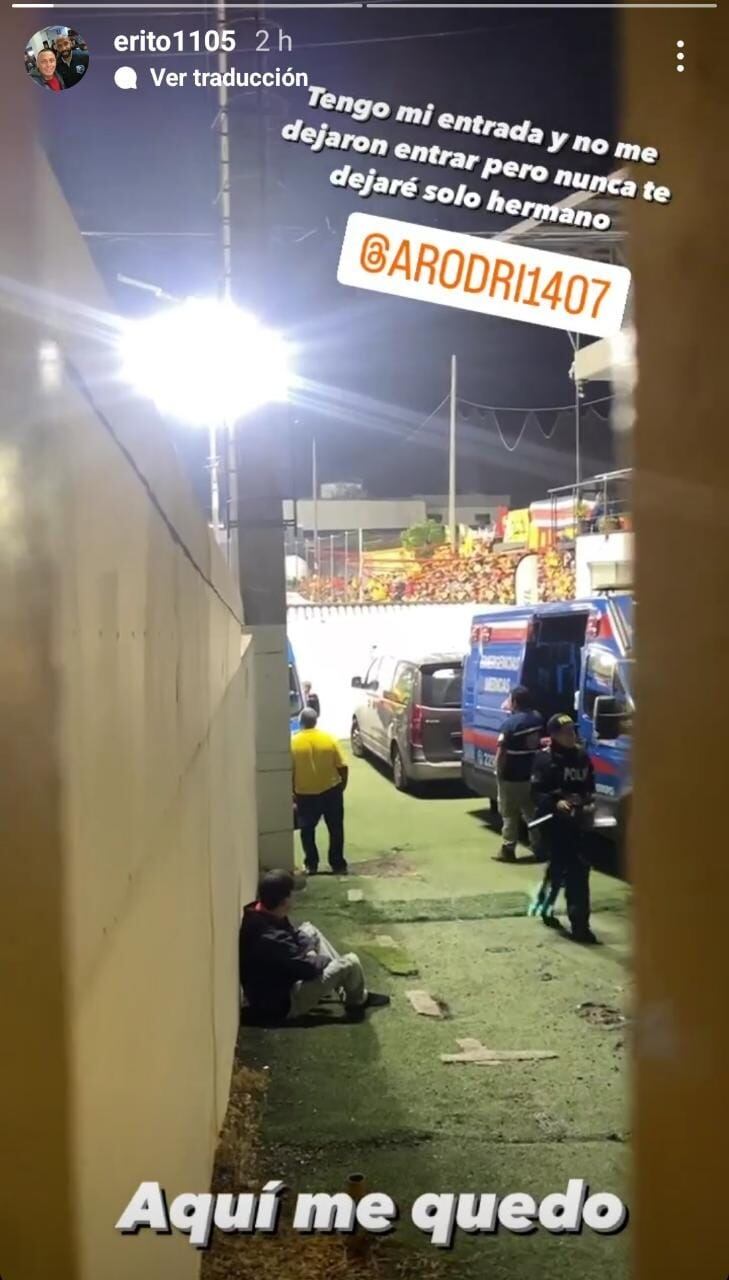 Erick Rodríguez, el hermano del jugador Ariel Rodríguez denunció que no lo dejaron entrar al estadio Colleya Fonseca. Instagram.