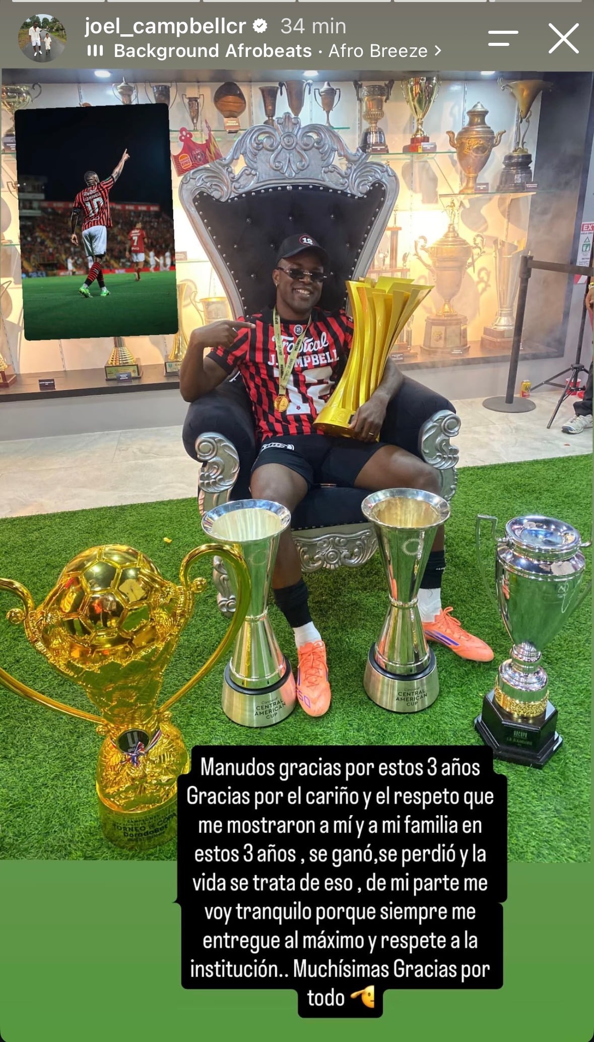 Este es el mensaje con el que Joel Campbell se despidió de Liga Deportiva Alajuelense.