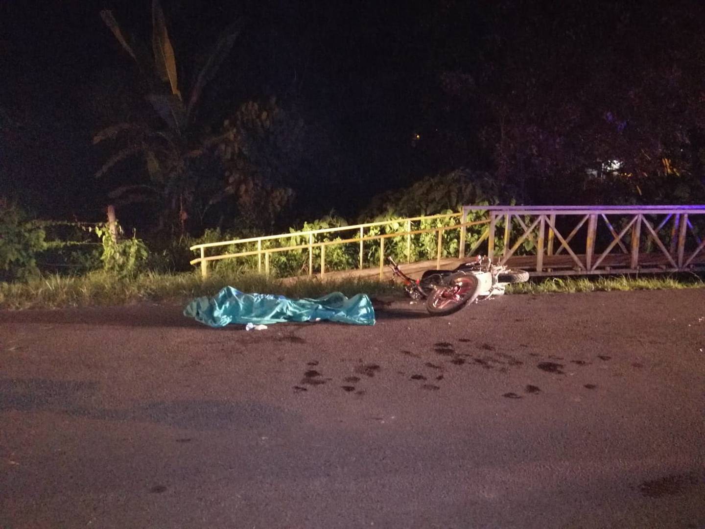 Motociclista fallece en accidente de tránsito en Cariari. Foto Reyner Montero.