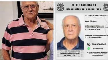 Familia reclama falta de apoyo en búsqueda de adulto mayor desaparecido en Guanacaste
