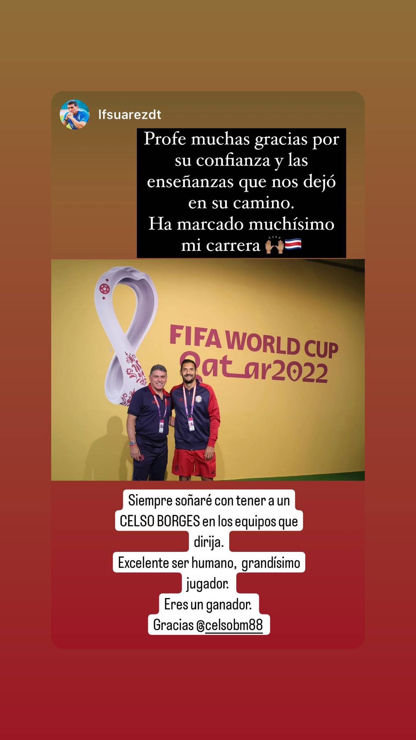 Luis Fernando Suárez le dedicó palabras de agradecimiento a Celso Borges por su paso en la Selección de Costa Rica.