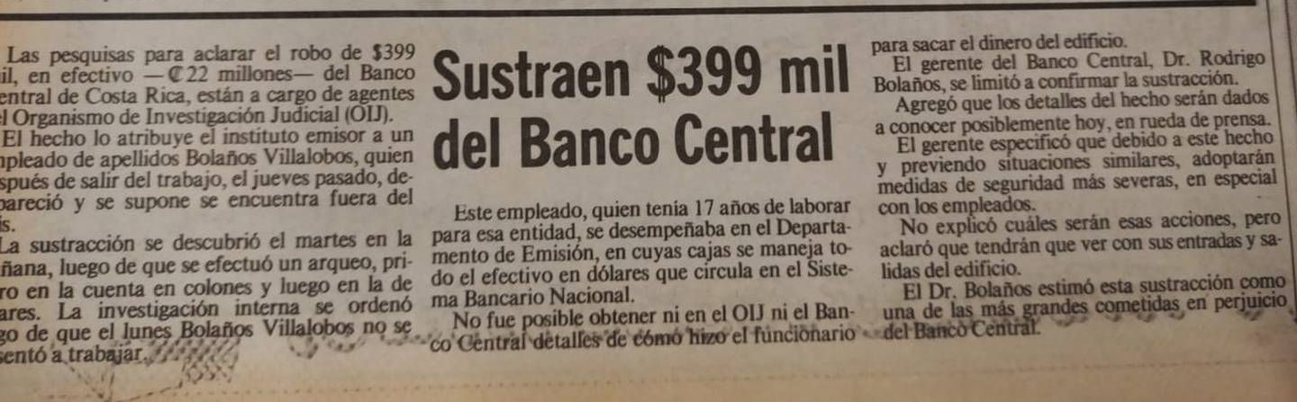 Banco Central robo 1986