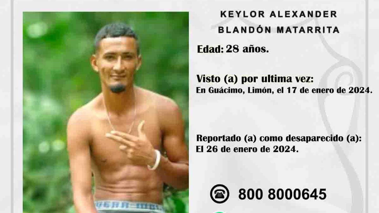 Keylor Alexander Blandón Matarrita, de 28 años, fue visto por última vez el 17 de enero del 2024. Foto: OIJ